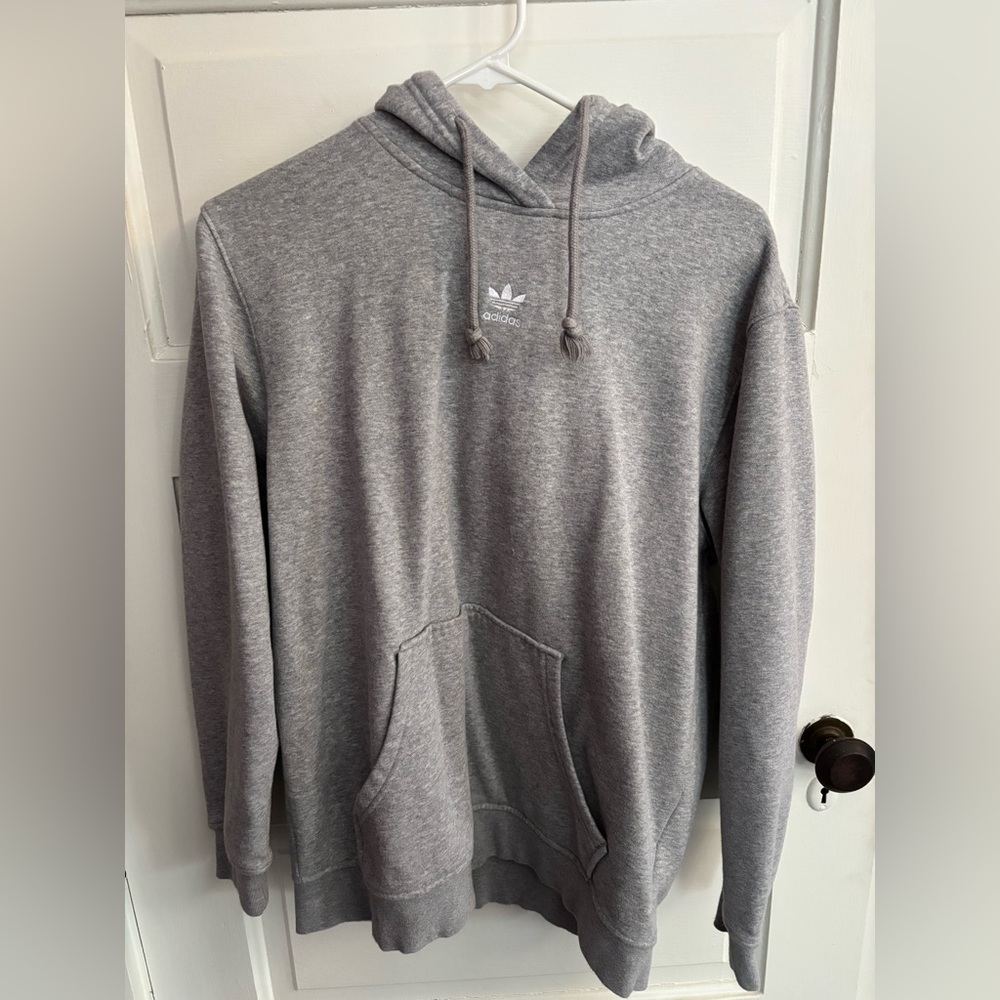 Adidas trefoil logo hoodie. Women’s medium. Gray. EUC worn once!